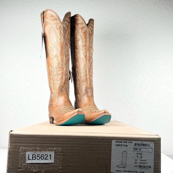 Tan Heeled Boots with Intricate Embroidery - Picture 11 of 12